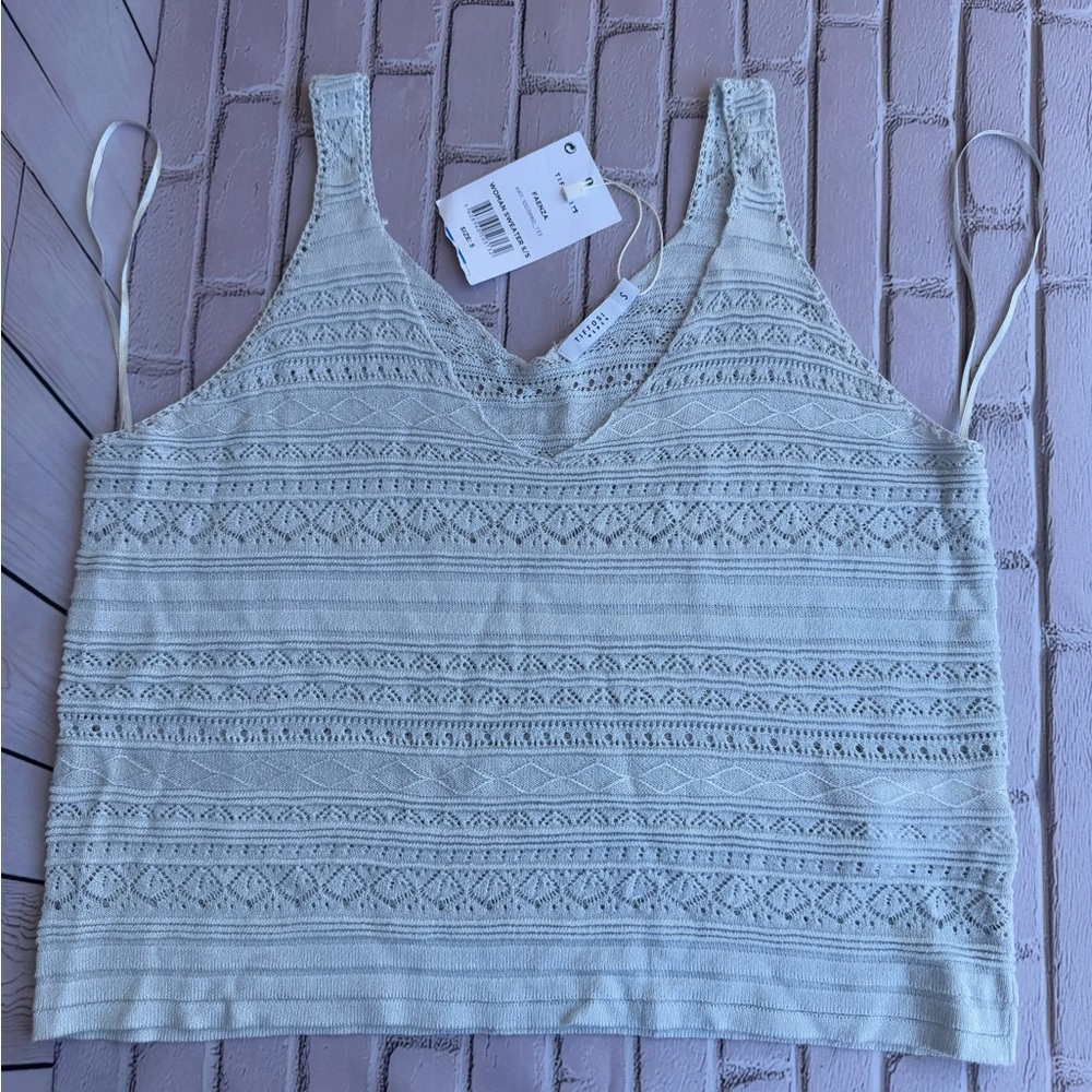 Tiffosi Women’s Cami Tank Top Size S Light Blue Viscose Nylon Lace Lightweight